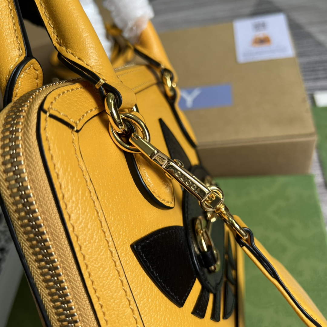 Adidas x Gucci 677212 Horsebit 1955 mini bag Yellow and black leather | adidas x gucci 677212 horsebit 1955 mini bag 33