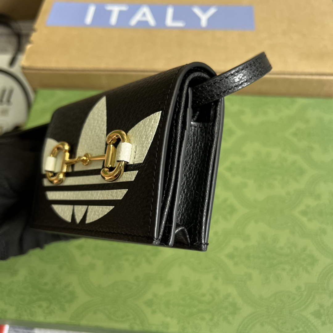 Adidas x Gucci card case with Horsebit 702248 Black and off-white leather | adidas x gucci card case with horsebit 702248 05