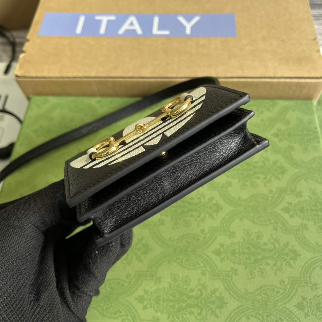 Adidas x Gucci card case with Horsebit 702248 Black and off-white leather | adidas x gucci card case with horsebit 702248 06