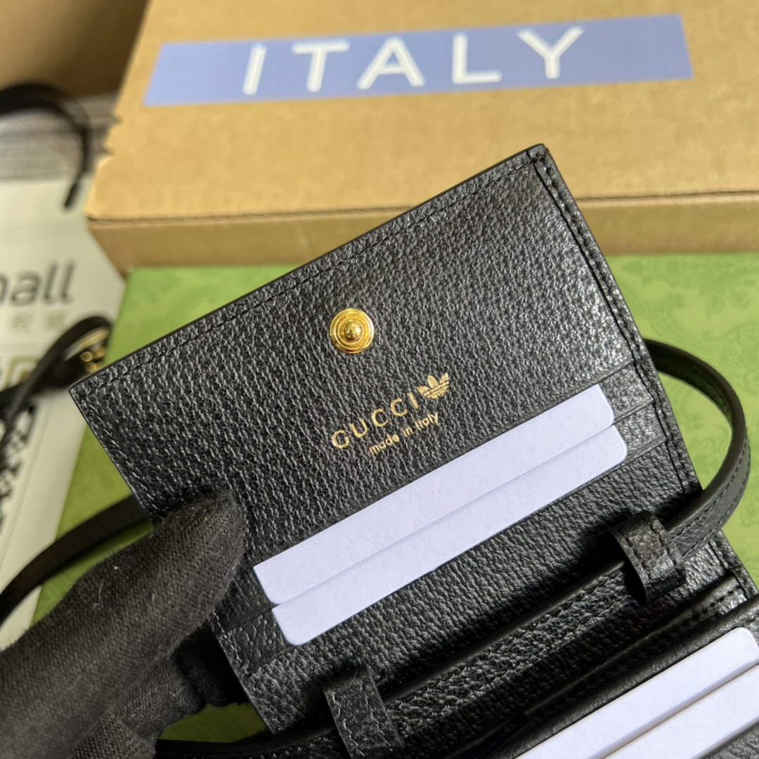 Adidas x Gucci card case with Horsebit 702248 Black and off-white leather | adidas x gucci card case with horsebit 702248 08