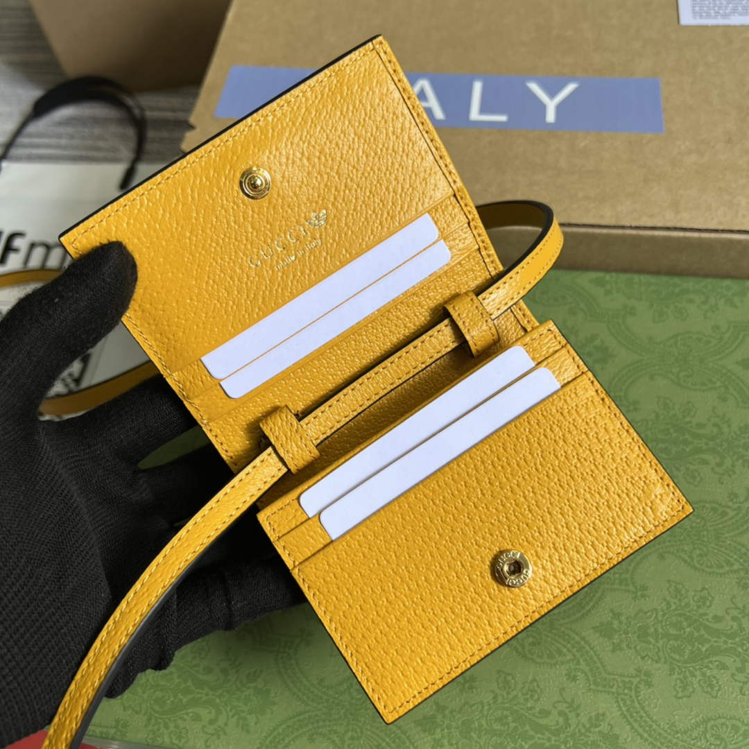 Adidas x Gucci card case with Horsebit 702248 Off-black and yellow leather | adidas x gucci card case with horsebit 702248 15