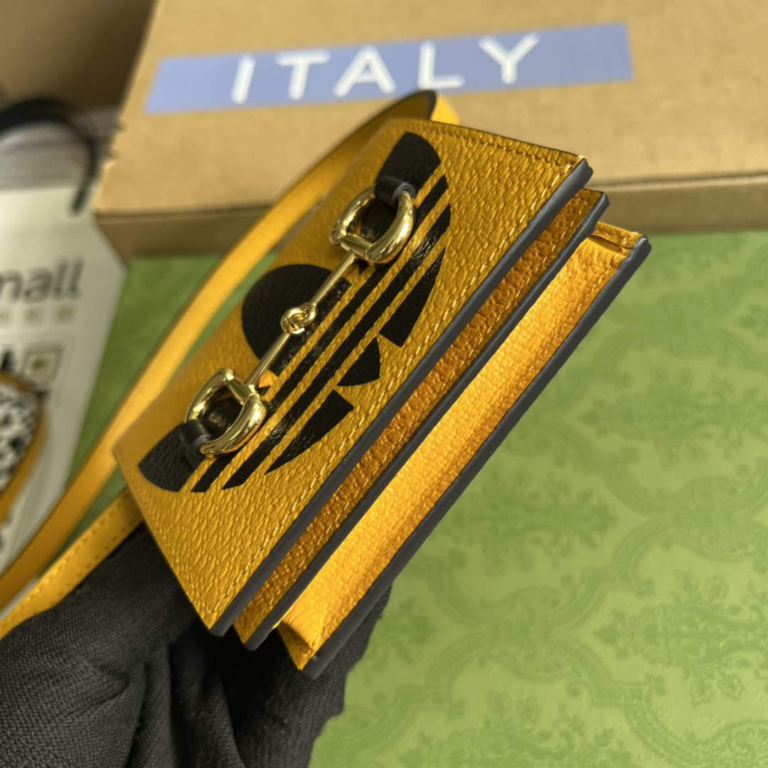 Adidas x Gucci card case with Horsebit 702248 Off-black and yellow leather | adidas x gucci card case with horsebit 702248 16