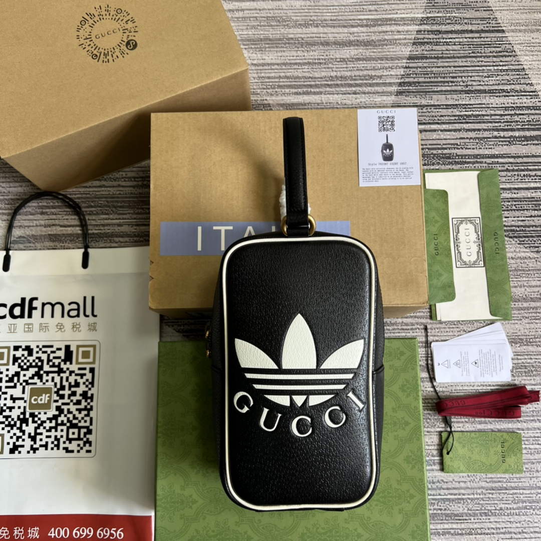 Adidas x Gucci mini top handle bag 702387 Black leather | adidas x gucci mini top handle bag 702387 01