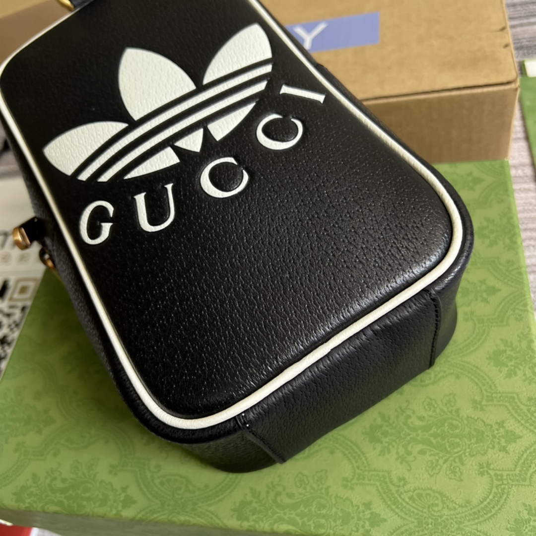 Adidas x Gucci mini top handle bag 702387 Black leather | adidas x gucci mini top handle bag 702387 06