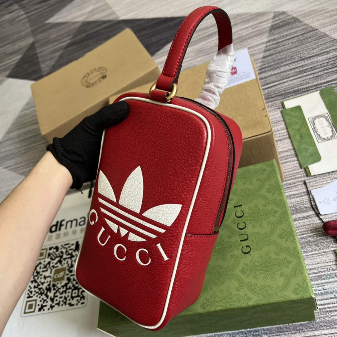 Adidas x Gucci mini top handle bag 702387 Red leather | adidas x gucci mini top handle bag 702387 24