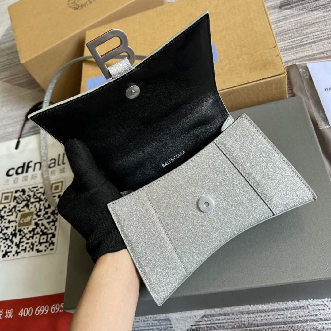 Balenciaga 592833 Flash drilling Hourglass XS Handbag Box Gray | balenciaga 592833 flash drilling hourglass xs handbag box 008