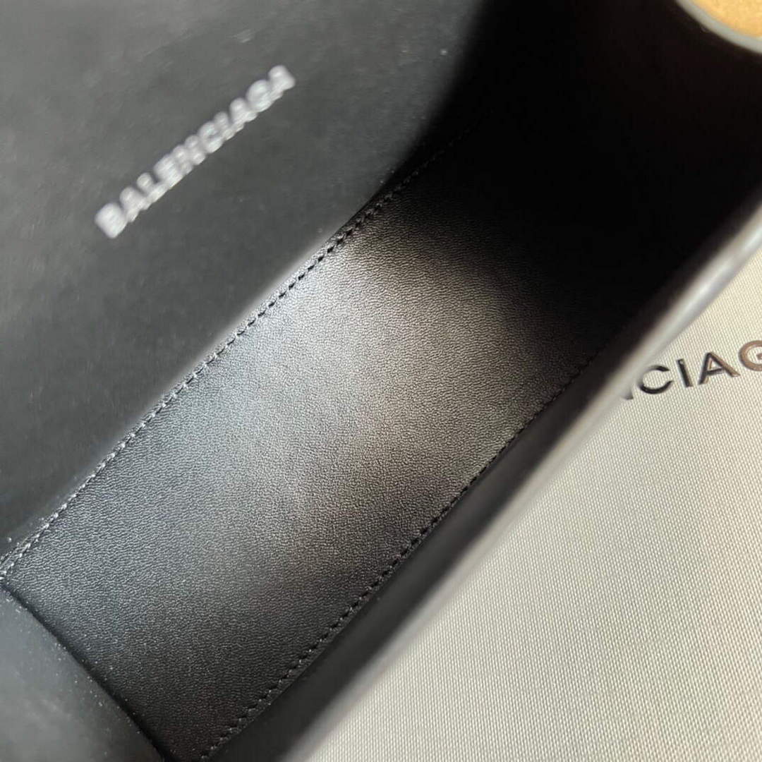 Balenciaga 592833 Flash drilling Hourglass XS Handbag Box Black | balenciaga 592833 flash drilling hourglass xs handbag box 020