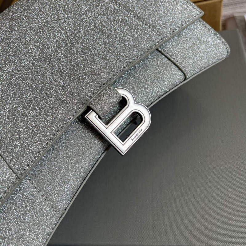 Balenciaga 593546 Flash drilling Hourglass Small Top Handle Bag Gray | balenciaga 593546 flash drilling hourglass small top handle bag 026