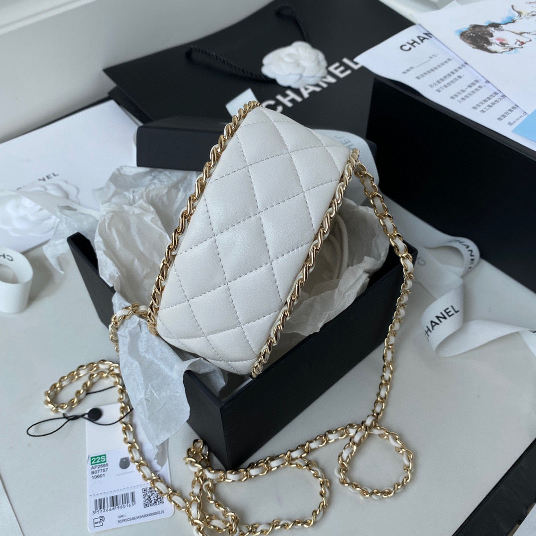 Chanel 2022 Cruise AP2685 Clutch Bag White | chanel 2022 cruise ap2685 clutch bag white 06