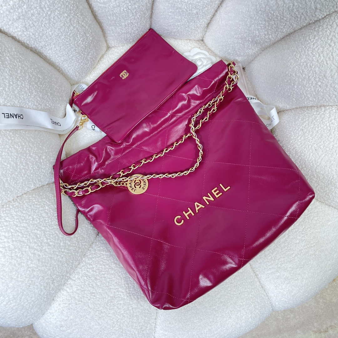 Chanel 22 Small Handbag Shiny Calfskin AS3260 Rose Red | chanel 22 small handbag shiny calfskin as3260 rose red 004