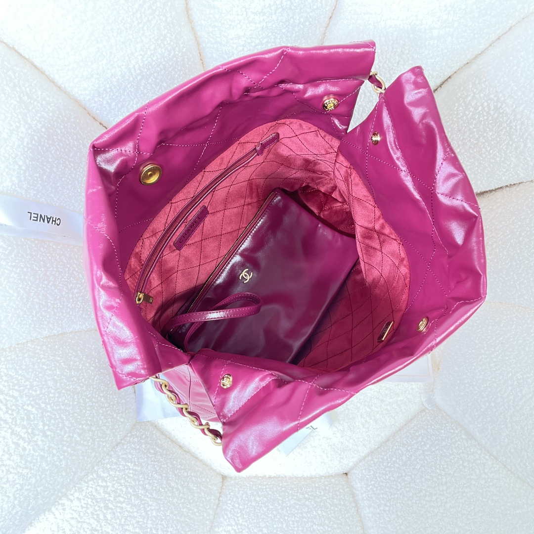 Chanel 22 Small Handbag Shiny Calfskin AS3260 Rose Red | chanel 22 small handbag shiny calfskin as3260 rose red 007