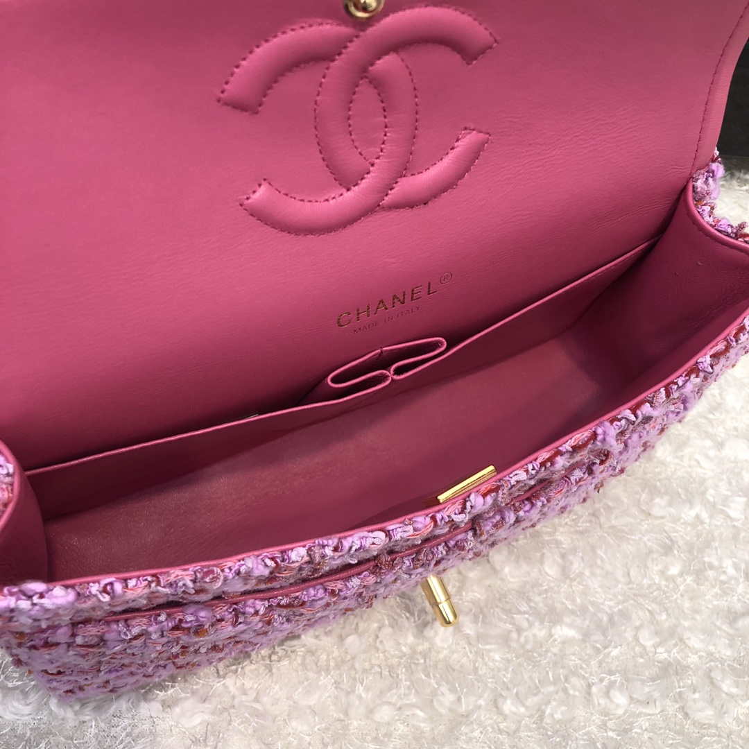 Chanel A01112 Flap Handbag Classic Bag Tweed Pink | chanel a01112 flap handbag classic bag tweed pink 009