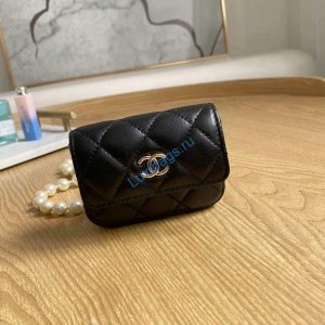 Chanel A81181 22 Spring/Summer Pearl chain belt bag Black