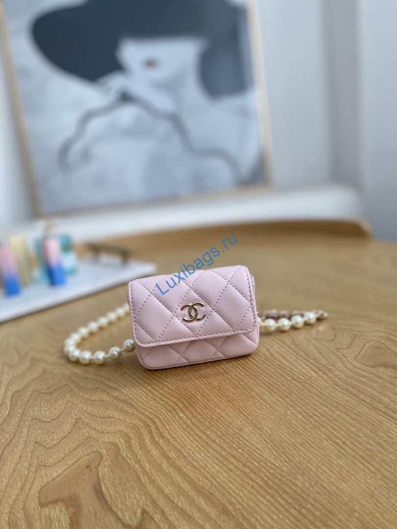 Chanel A81181 22 Spring/Summer Pearl chain belt bag pink