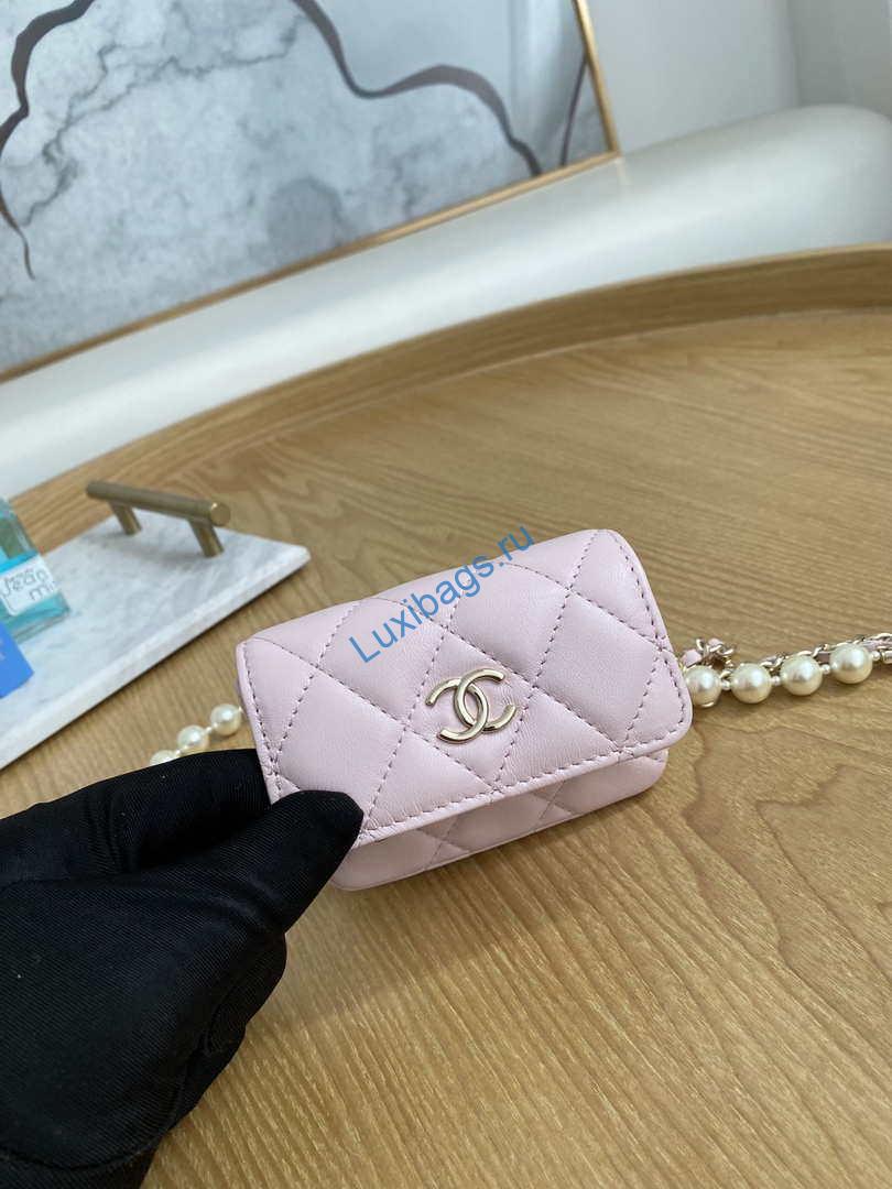 Chanel A81181 22 Spring/Summer Pearl chain belt bag pink | chanel a81181 22 spring summer pearl chain belt bag pink 003