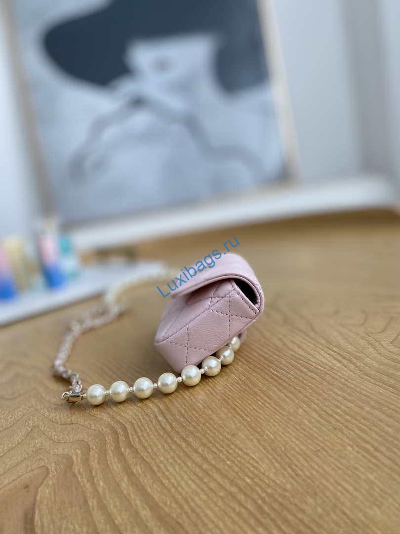 Chanel A81181 22 Spring/Summer Pearl chain belt bag pink | chanel a81181 22 spring summer pearl chain belt bag pink 005