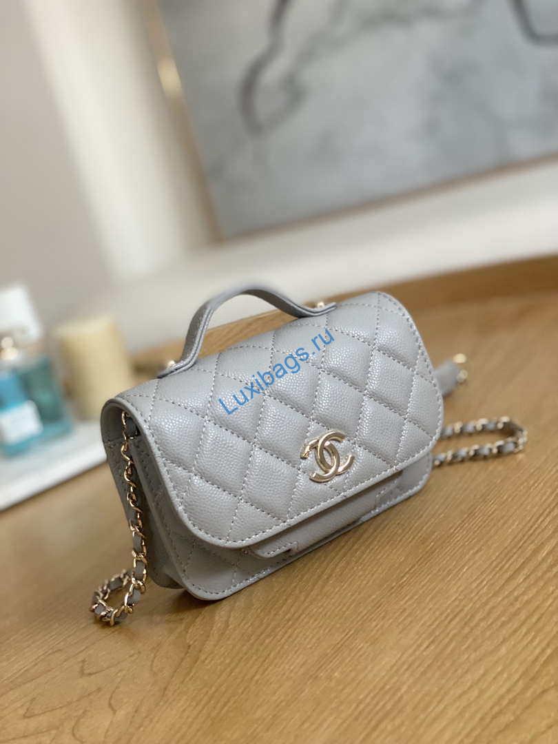 Chanel A81215 Mini messenger bag with Handle Gray | chanel a81215 mini messenger bag with handle gray 003