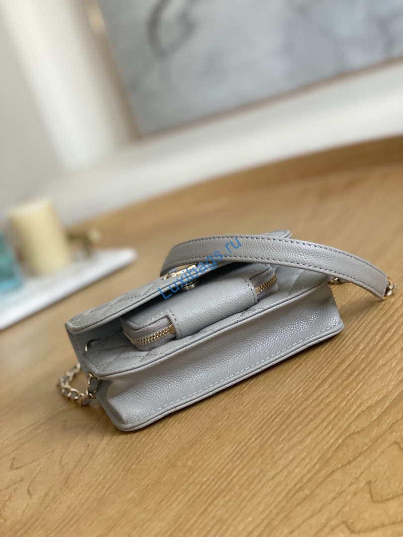 Chanel A81215 Mini messenger bag with Handle Gray | chanel a81215 mini messenger bag with handle gray 006