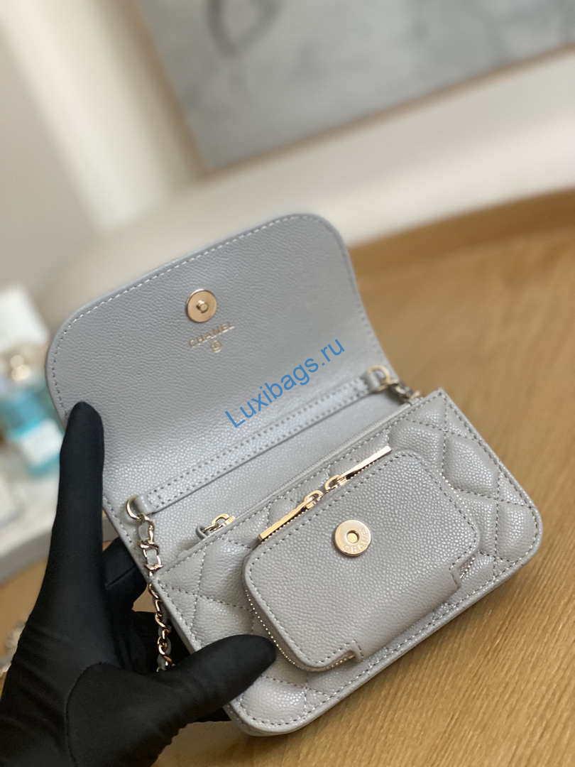 Chanel A81215 Mini messenger bag with Handle Gray | chanel a81215 mini messenger bag with handle gray 007