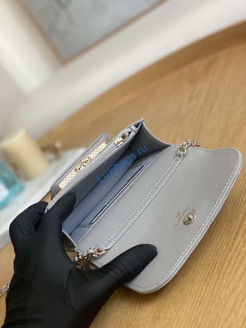 Chanel A81215 Mini messenger bag with Handle Gray | chanel a81215 mini messenger bag with handle gray 008