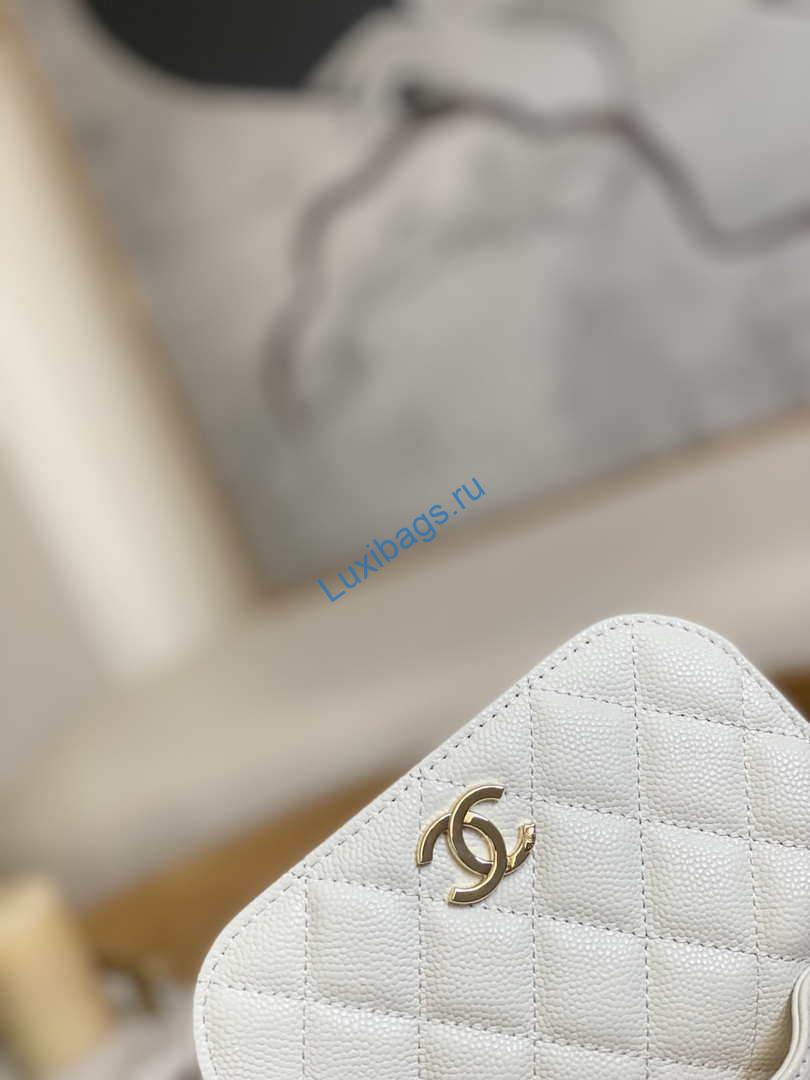 Chanel A81215 Mini messenger bag with Handle White | chanel a81215 mini messenger bag with handle white 003