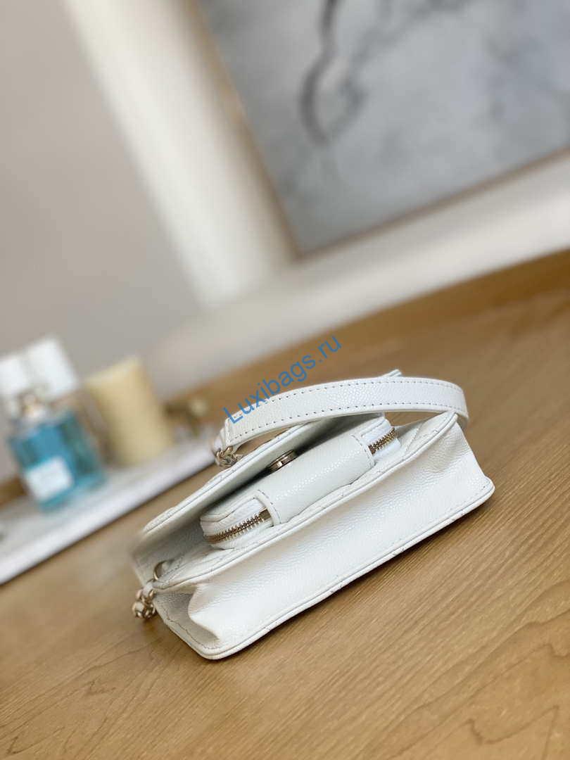 Chanel A81215 Mini messenger bag with Handle White | chanel a81215 mini messenger bag with handle white 006