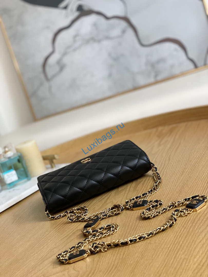 Chanel A81217 Flap Bag Lambskin Onyx Small Square Stewardess Bag Black | chanel a81217 flap bag lambskin onyx small square stewardess bag 005