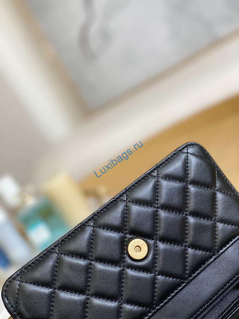 Chanel A81217 Flap Bag Lambskin Onyx Small Square Stewardess Bag Black | chanel a81217 flap bag lambskin onyx small square stewardess bag 006