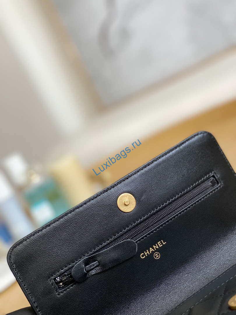 Chanel A81217 Flap Bag Lambskin Onyx Small Square Stewardess Bag Black | chanel a81217 flap bag lambskin onyx small square stewardess bag 007