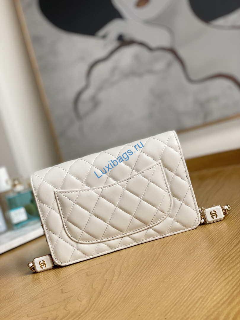 Chanel A81217 Flap Bag Lambskin Onyx Small Square Stewardess Bag White | chanel a81217 flap bag lambskin onyx small square stewardess bag 011