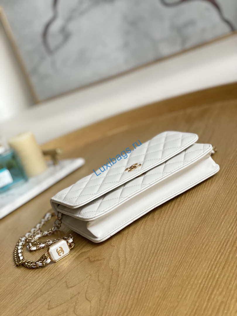 Chanel A81217 Flap Bag Lambskin Onyx Small Square Stewardess Bag White | chanel a81217 flap bag lambskin onyx small square stewardess bag 015