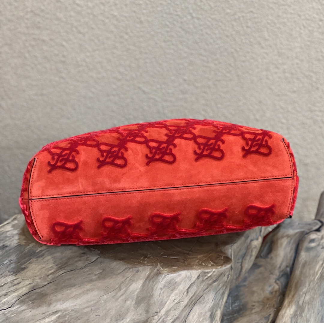 Fendi 8BP127 Fendi First Medium Red suede bag | fendi 8bp127 fendi first medium red suede bag 005