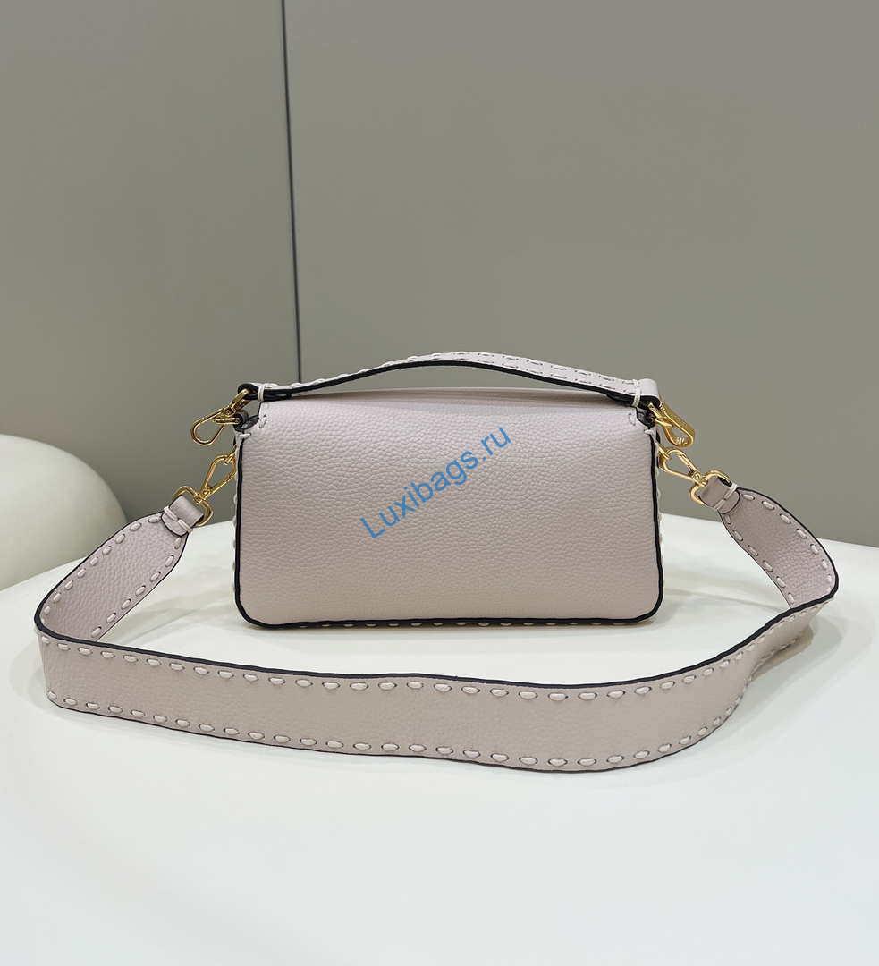 Fendi 8BR600 Baguette White full grain leather bag 8393 | fendi 8br600 baguette white full grain leather bag 002