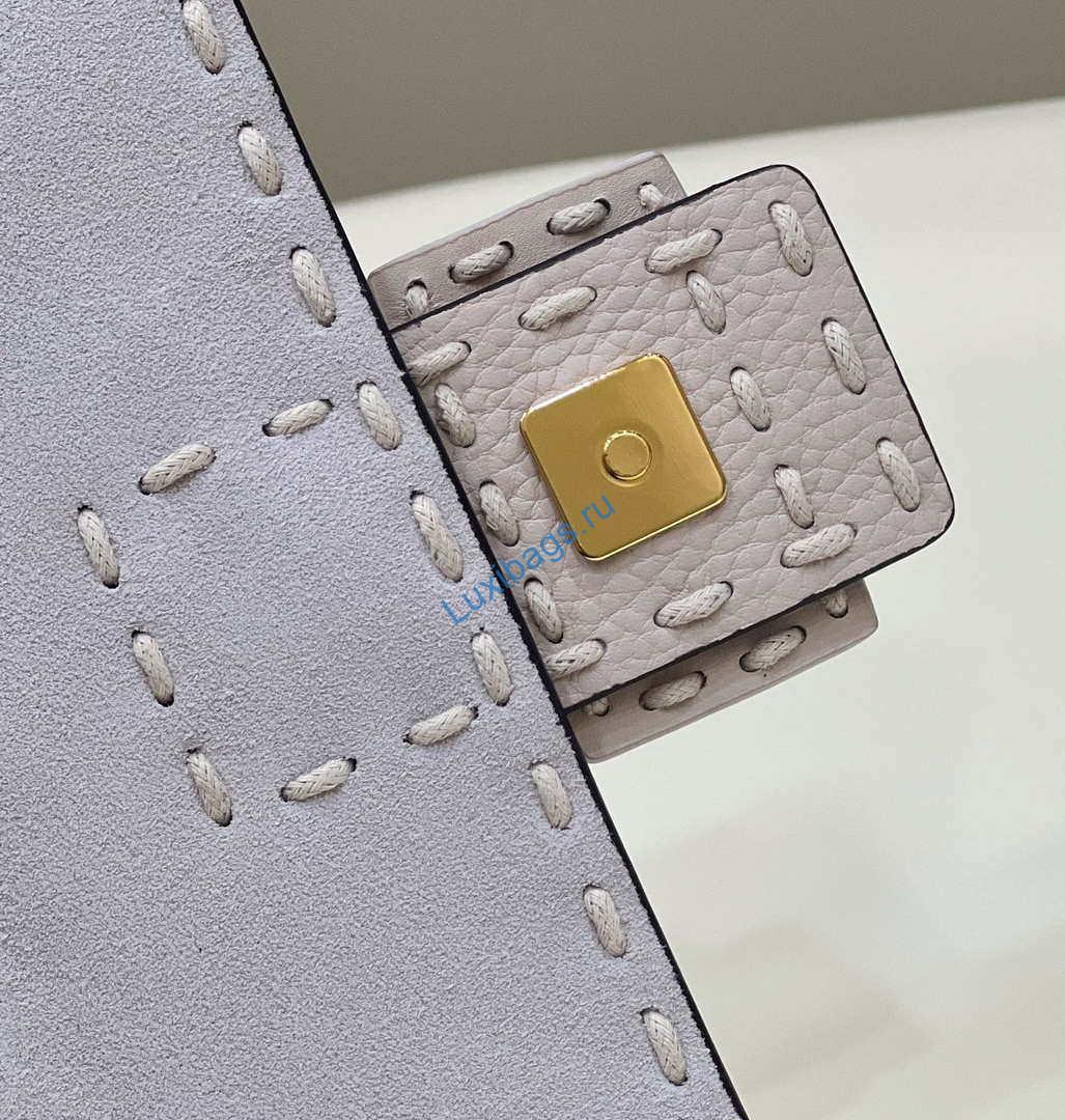 Fendi 8BR600 Baguette White full grain leather bag 8393 | fendi 8br600 baguette white full grain leather bag 004