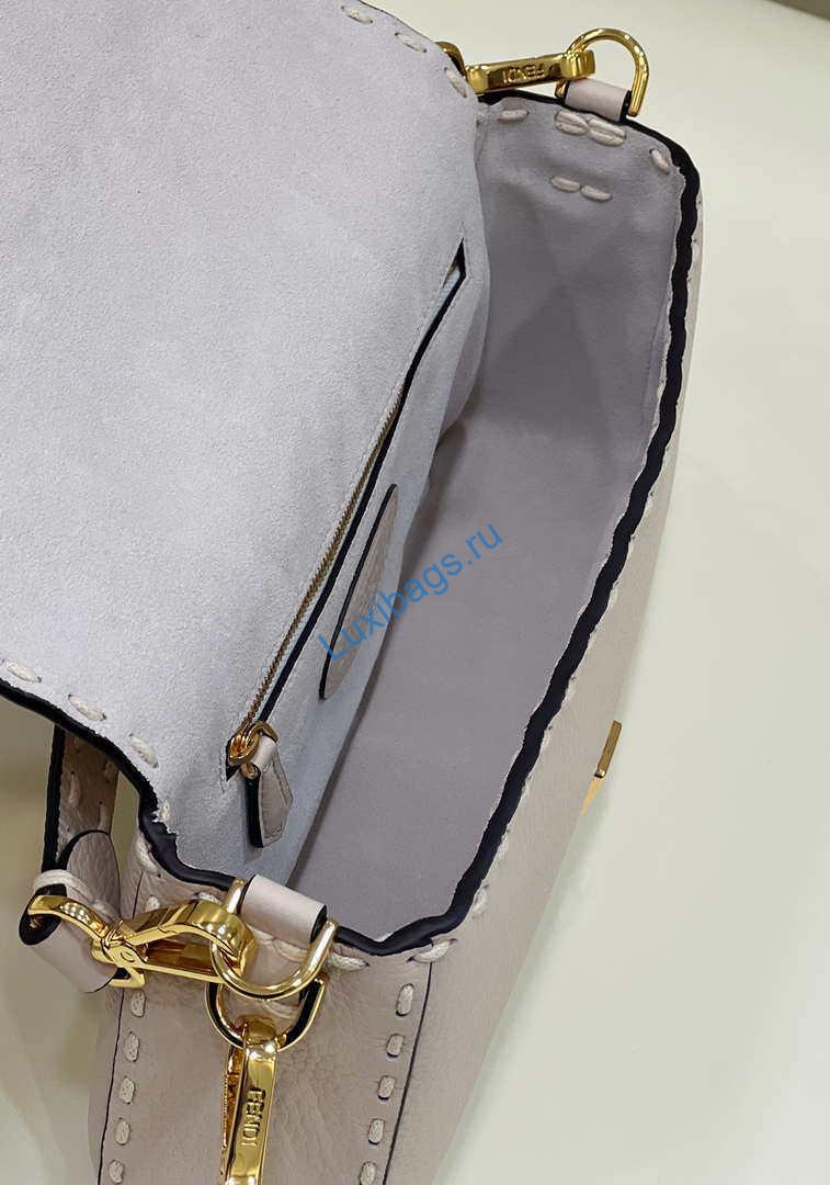 Fendi 8BR600 Baguette White full grain leather bag 8393 | fendi 8br600 baguette white full grain leather bag 006
