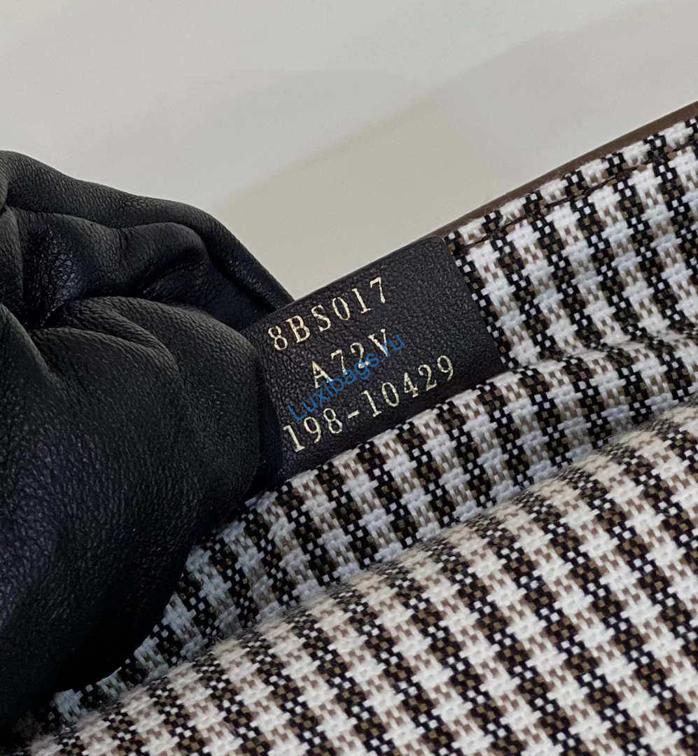 Fendi 8BS017 Mini Baguette Brown houndstooth wool bag with FF embroidery 8588S | fendi 8bs017 mini baguette brown houndstooth wool bag with ff embroidery 008