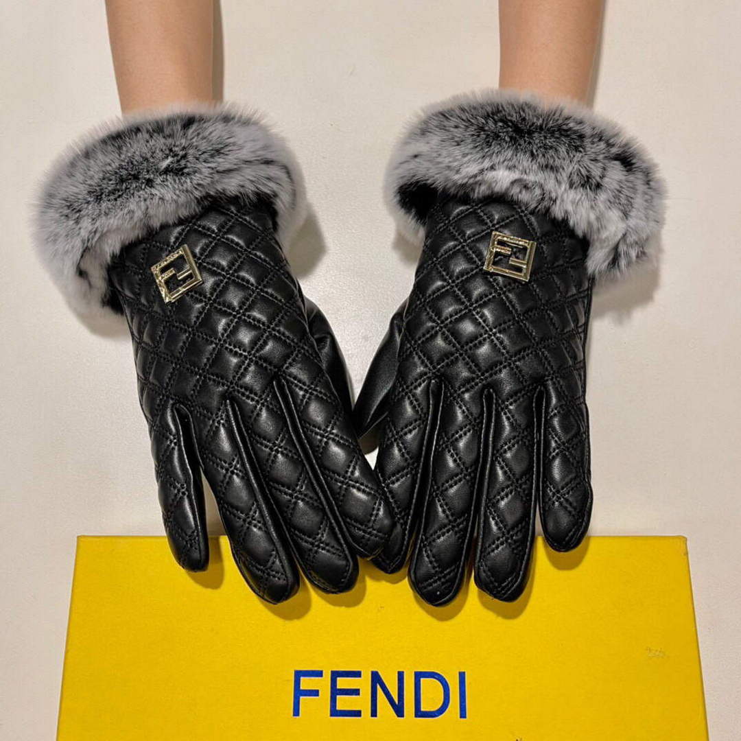 Fendi Women's Gloves Marmont Chevron Leather Gloves F88603 | fendi womens gloves marmont chevron leather gloves 005