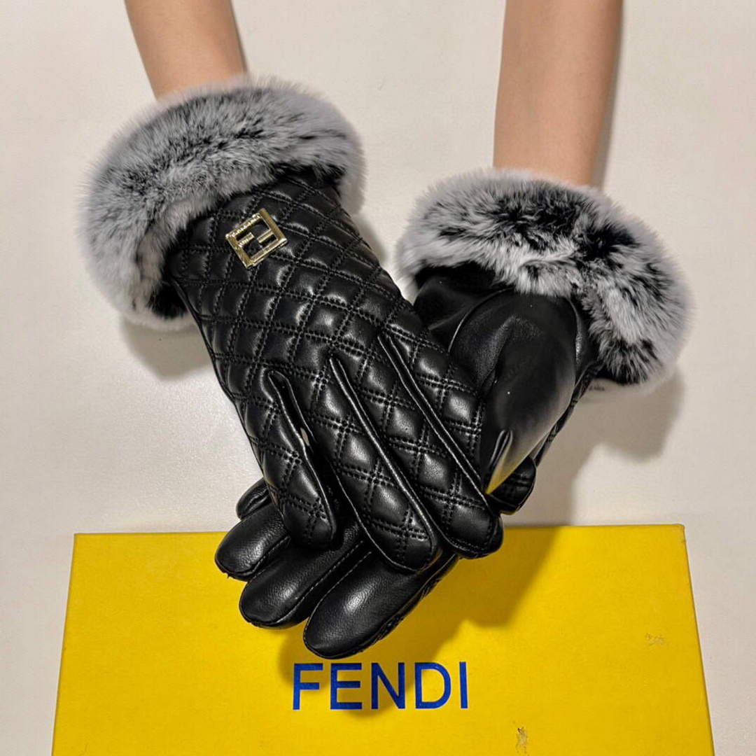 Fendi Women's Gloves Marmont Chevron Leather Gloves F88603 | fendi womens gloves marmont chevron leather gloves 006