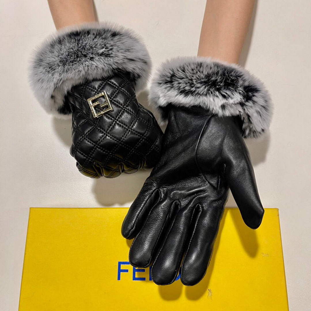 Fendi Women's Gloves Marmont Chevron Leather Gloves F88603 | fendi womens gloves marmont chevron leather gloves 008