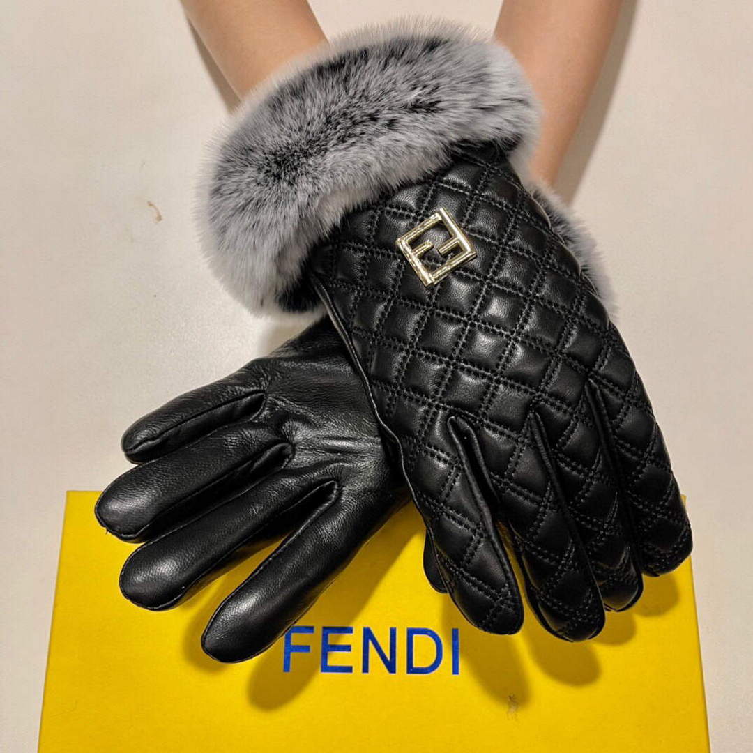 Fendi Women's Gloves Marmont Chevron Leather Gloves F88603 | fendi womens gloves marmont chevron leather gloves 009