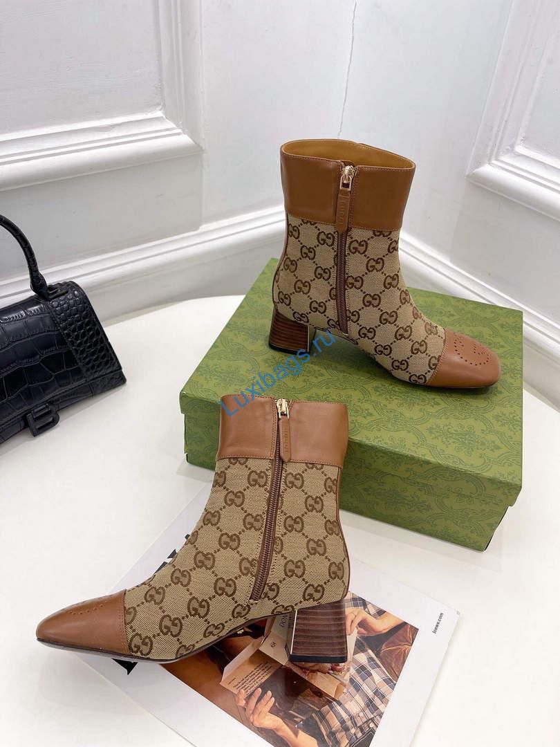 Gucci 700023 Women's GG Canvas Ankle Boot G60032 | gucci 700023 womens gg canvas ankle boot 006