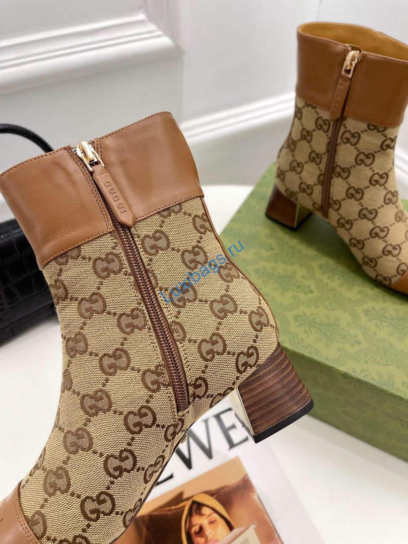 Gucci 700023 Women's GG Canvas Ankle Boot G60032 | gucci 700023 womens gg canvas ankle boot 009