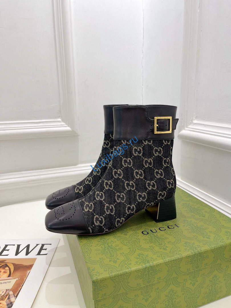 Gucci 700023 Women's GG Canvas Ankle Boot G60034 | gucci 700023 womens gg canvas ankle boot 023