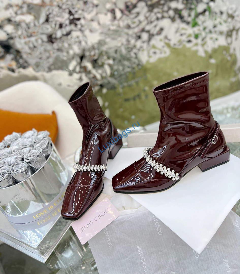 Jimmy Choo Women's Shoes Crystal-embellished Boot 10004 Wine red | jimmy choo womens shoes crystal embellished boot 015