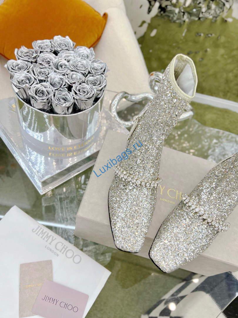 Jimmy Choo Women's Shoes Crystal-embellished Boot 10005 Silver | jimmy choo womens shoes crystal embellished boot 022
