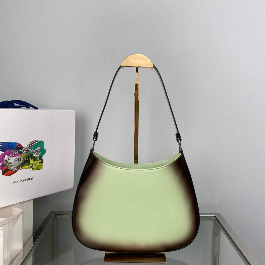Prada 1BC499 Cleo brushed Gradient leather shoulder bag Green | prada 1bc499 cleo brushed gradient leather shoulder bag 003