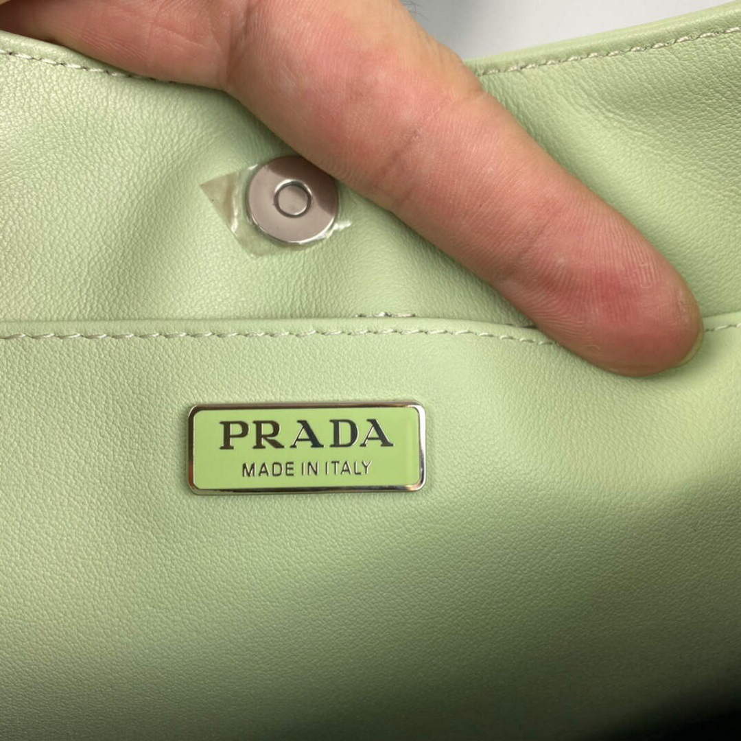 Prada 1BC499 Cleo brushed Gradient leather shoulder bag Green | prada 1bc499 cleo brushed gradient leather shoulder bag 010