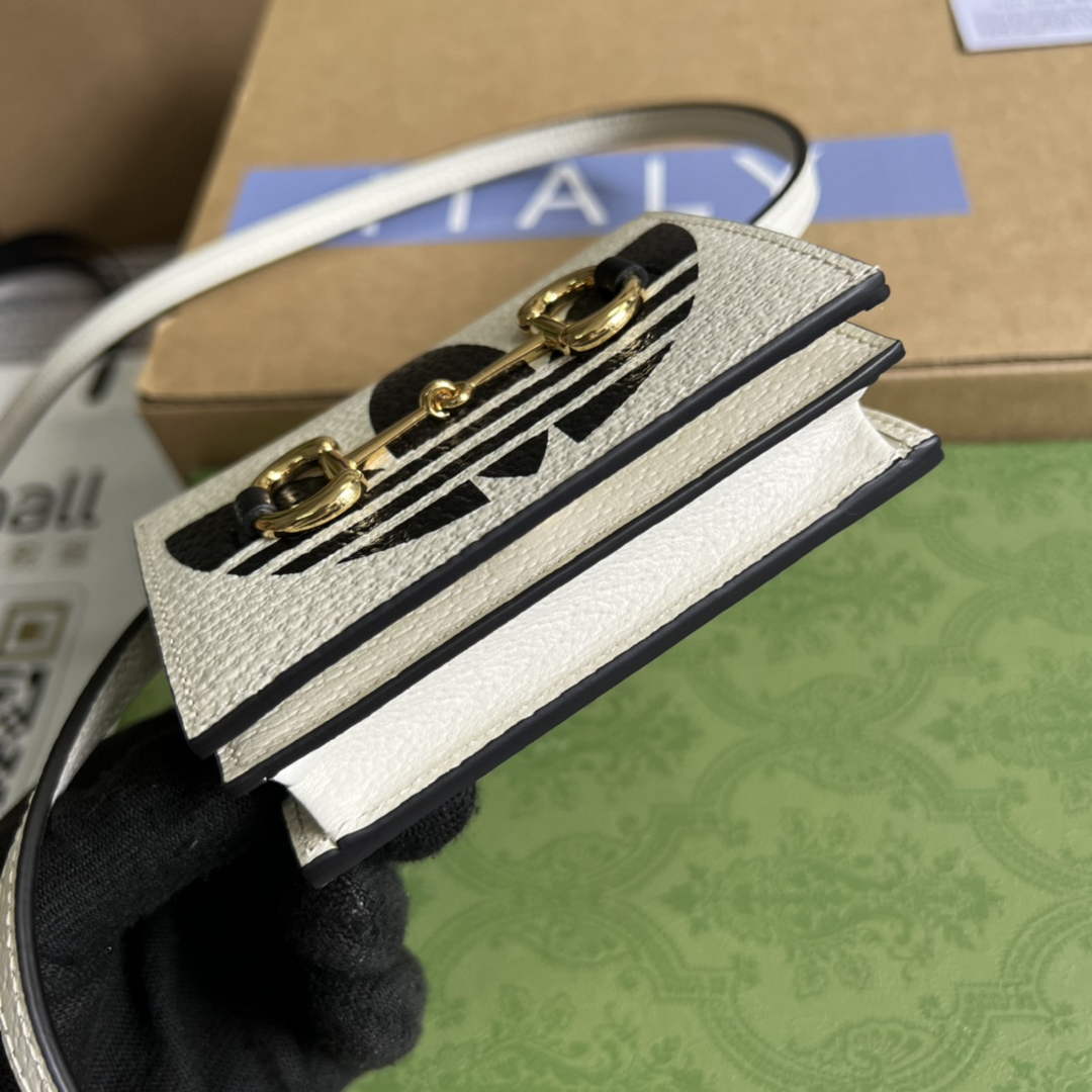 Adidas x Gucci card case with Horsebit 702248 Off-white and black leather | wsxc1662294423340 5