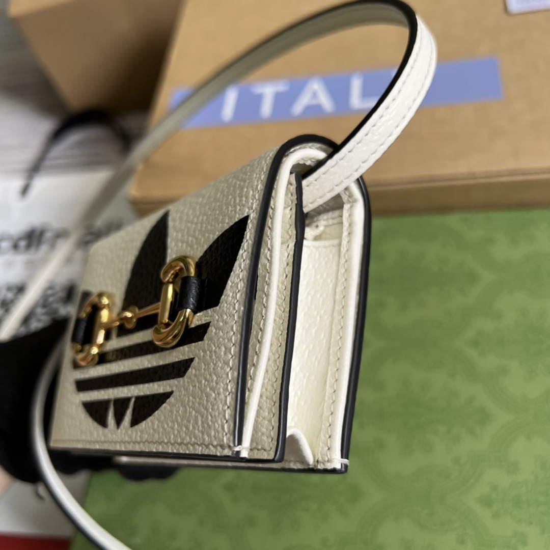Adidas x Gucci card case with Horsebit 702248 Off-white and black leather | wsxc1662294423340 6