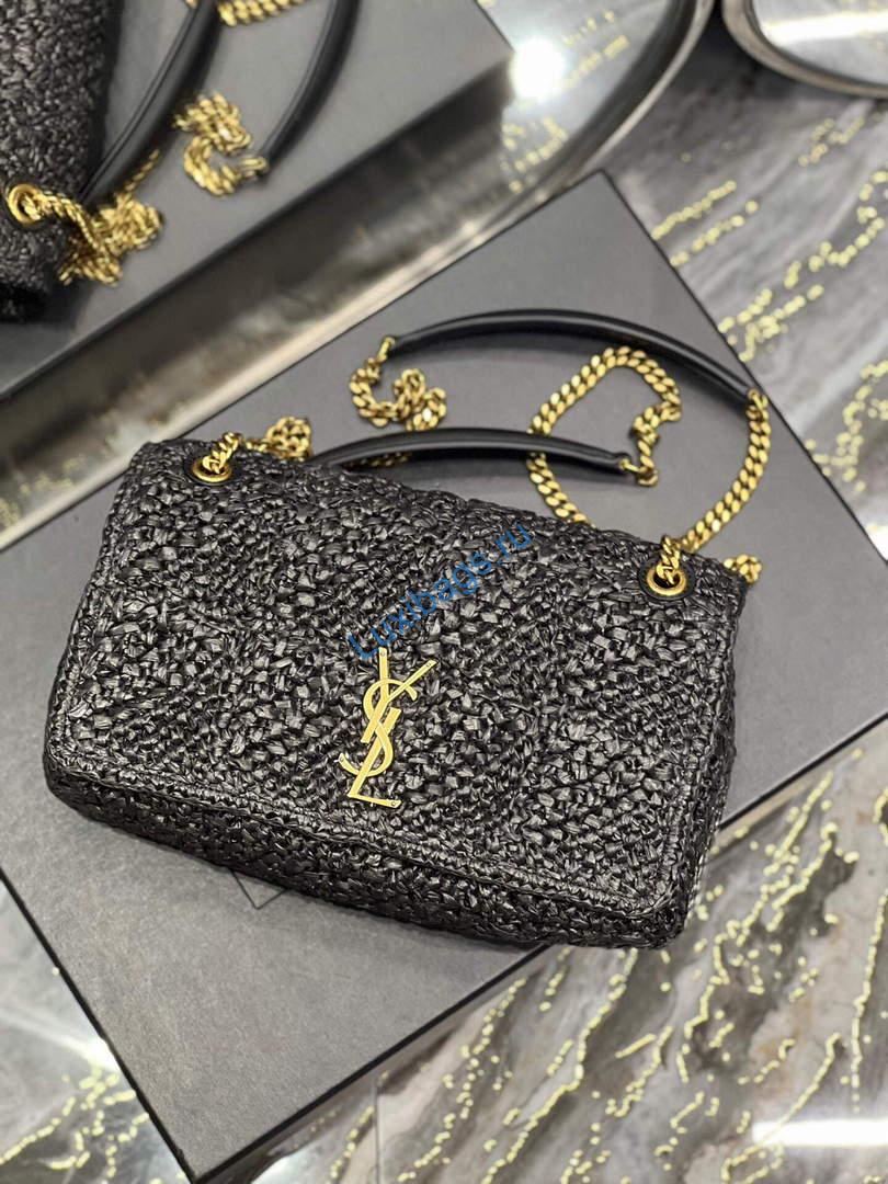 YSL 515821 Jamie Leather-Trimmed Raffia Shoulder Bag Black | ysl 515821 jamie leather trimmed raffia shoulder bag 023